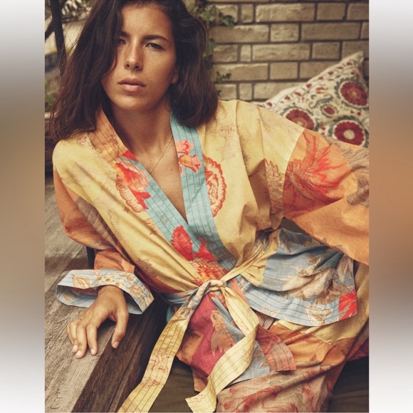 NWT ZARA PATCHWORK PRINT KIMONO with Belts Size Medium/Large - Picture 9 of 12